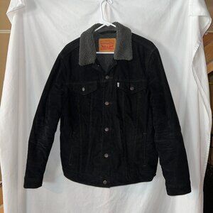 LEVI'S CORDUROY SHERPA LINED BLACK JACKET LARGE IN REALLY GREAT CONDITION